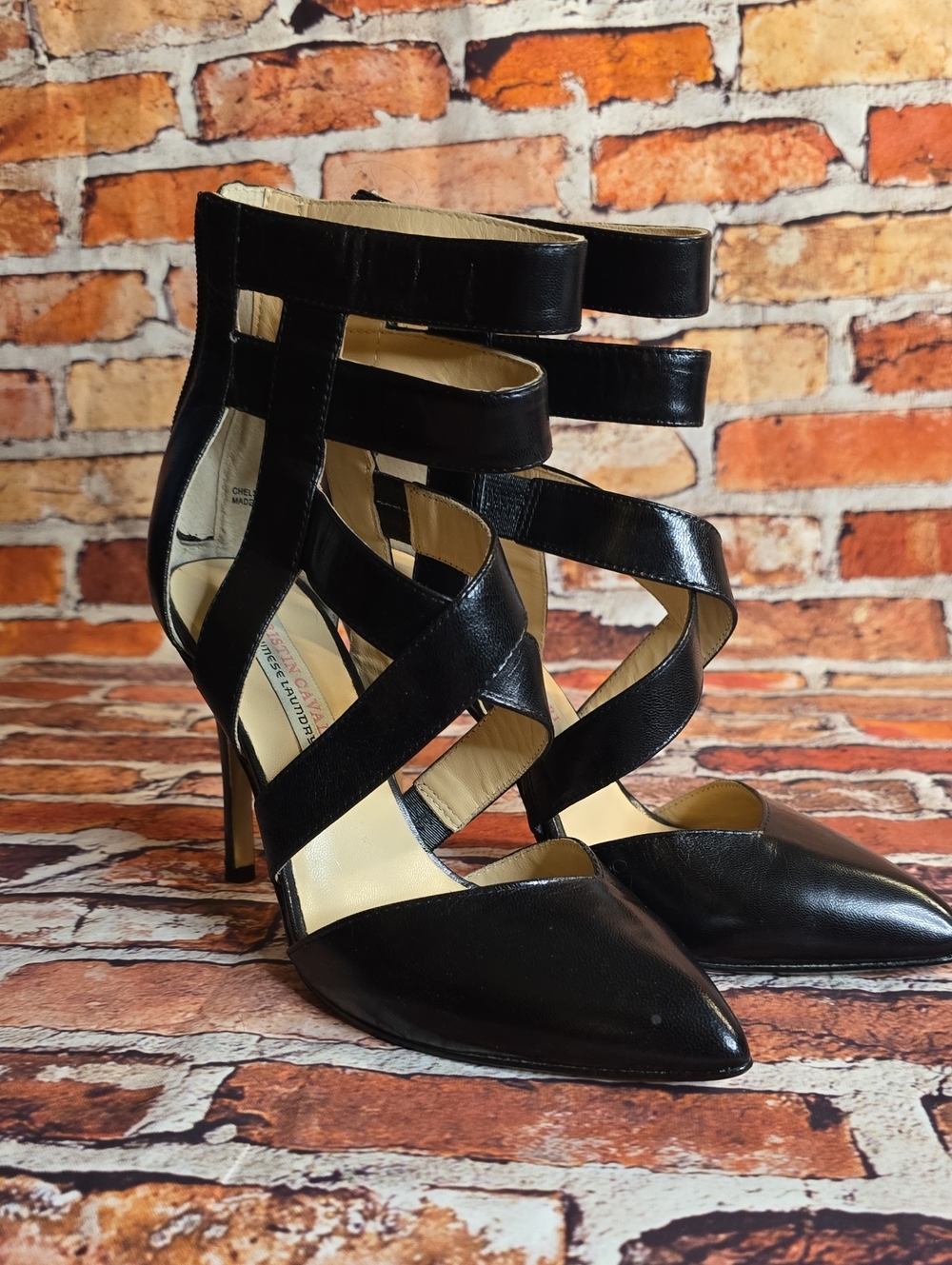CHINESE LAUNDRY KRISTIN CAVALLARI Black Leather Sandals Heels Size 6.5